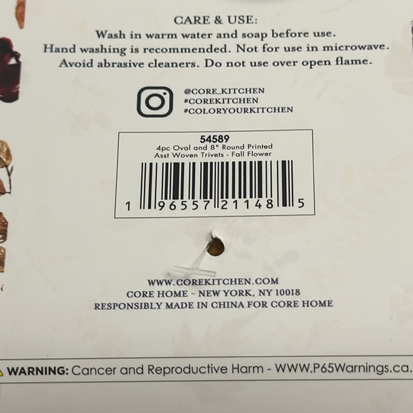 4pc CORE Round/Oval Woven Trivets Set - 100% Cotton - Fall Flower - Picture 6 of 8